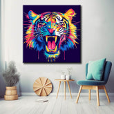 Paint by Numbers Tiger in Rainbow Colors Animal Art